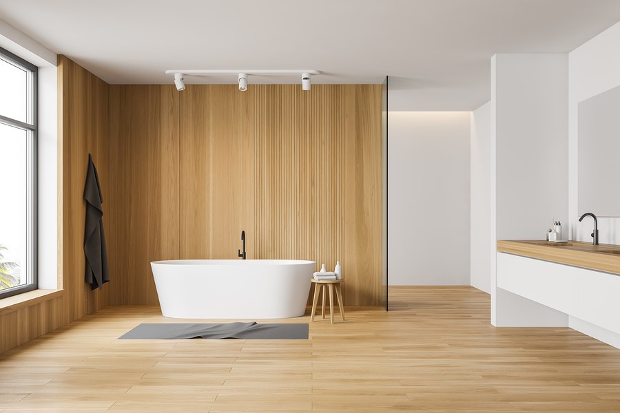 Bathroom with wooden floors | Featured image for the internal linings page